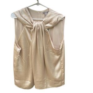 487. H&M cream goddess halter satin sleeveless top XL NWT